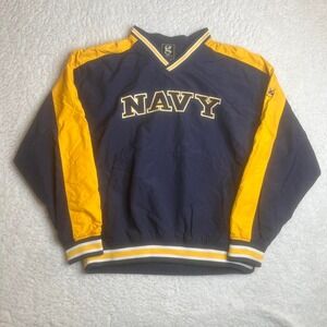 Vintage naval academy men's blue and yellow pull over‎ jacket collegiate xl